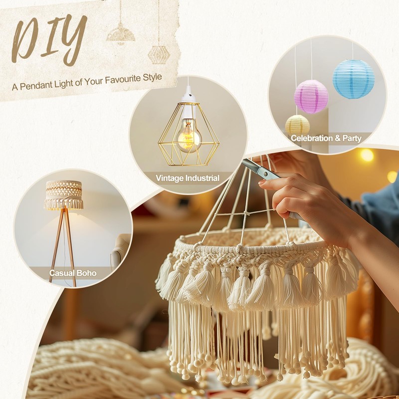 DiCUNO E27 Lampholder, Pendant Light Ceiling Lighting Fitting, Suspended Pendant