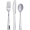 Creative Converting Assorted Boxed Metallic Silver Plastic Cutlery Set- 24