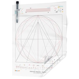 WallJOY Clear Dry Erase Shapes Tracing Board – 21x16” Small Whiteboard Learning Poster for Kids, Adhesive-Free Educational Chart, Sticks to Any Surface, for Preschool & KG-2nd Grade, Home & Classroom