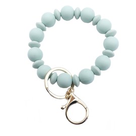 Unpafcxddyig Wristlet Bracelet Keychain Silicone Bead Elastic Bangle Key Chain Holder Clip for Women,light green