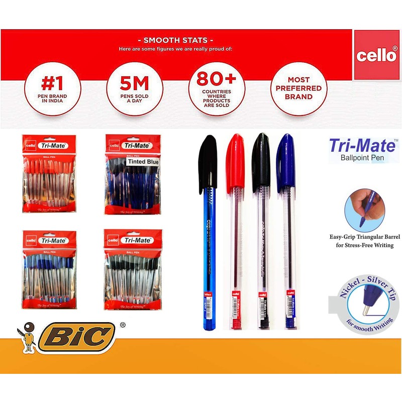 Cello Cristal Original Ballpoint Pens Medium Point Pack of 10