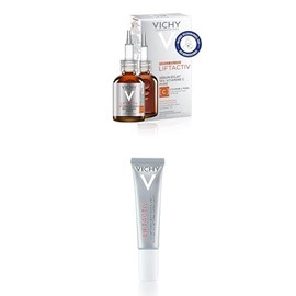 Serum Anti-Oxidante Vitamina C Vichy Liftactiv Supreme 20 ml + LiftActiv Crema para Contorno de Ojos - antiarrugas y reafirmante, con Ramnosa y cafeína actúa en arrugas, párpados, bolsas y ojeras.