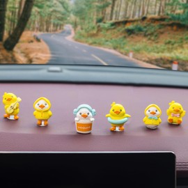Mwmoeen Yellow Duck Car Decorations - 6 Pieces Cute Little Duck Ornaments Set for Car Interior, Home, Desk