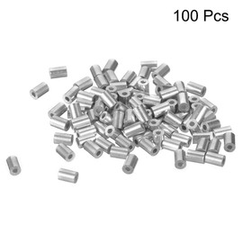 uxcell Aluminum Crimping Loop Sleeve Round for 5/128" - 3/64" Wire Rope Pack of 100