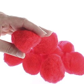 Factory Direct Craft Package of 48 Fluffy Red Craft Pom Poms 2" in Diameter for Crafting, Creating and Embellishing
