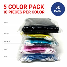 Casaba 50 Pack - 5 Colors Disposable Face Masks 3-Ply Made in USA Import Fabric