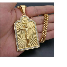 Fashion Jewelry JESUS CROSS RELIGIOUS PRAY pendant Italian ROPE 20" 18K Gold plated necklace men