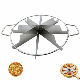 WQHLONGBO 8-Slice Stainless Steel Pie Cutter Press, Circle Pie Cutter with Side Handles, Non Stick Pie Cutting Divider, Creates Beautifully Uniform Slices of 8 Pie.