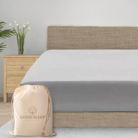Good Sleep Bedding Cal King Fitted Sheet Only - 1000 TC Luxury California King Fitted Sheet, 100% Egyptian Cotton, 16 Inch Deep Pocket Fitted Bed Sheets, Soft & Breathable Bottom Sheets - Light Grey