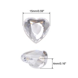 MECCANIXITY 40 Pcs Acrylic Heart Rhinestone 15mm Flat Back Plastic Gems Jewelry Stickers for Craft Bead Face Painting Costume Jewelry Making, Transparent White