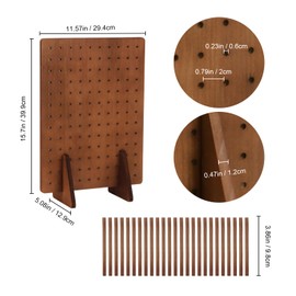 Rectangle Pegboard Display Stand with 25 Pcs Dowel Rods, Pegboard Accessories Rack, Keychain Jewelry Display Stand for Vendors, Pegboard Stand for Jewelry, Craft Shows, Necklace Pin, Earrings (Brown)