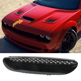 NEESPOC Hood Vent Center Bezel Grill Scoop Fit for 2015-2018 Dodge Challenger SRT Hellcat & 2019-2023 R/T SCAT Pack 68184348AD 68184348AG 68184348AH,Painted Black Hood Vent Replace Parts Accessories