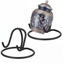 2 Pcs Heart Keepsake Urn Stand Stainless Steel Display Stand for 2.75-3.00 Inch Memorial Keepsake Mini Heart Cremation Urn for Honor Your Loved One Funeral Gift Home Office Display (Black)