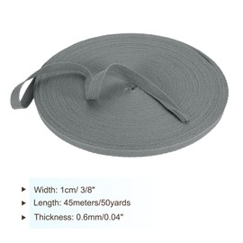 PATIKIL 10mm Cinta de Sarga de Algodón 50 Yardas Cinta de Algodón para Encuadernación de Bies Cinta de Adorno en Espiga para Costura Regalos Envoltura Manualidades DIY Lima Gris