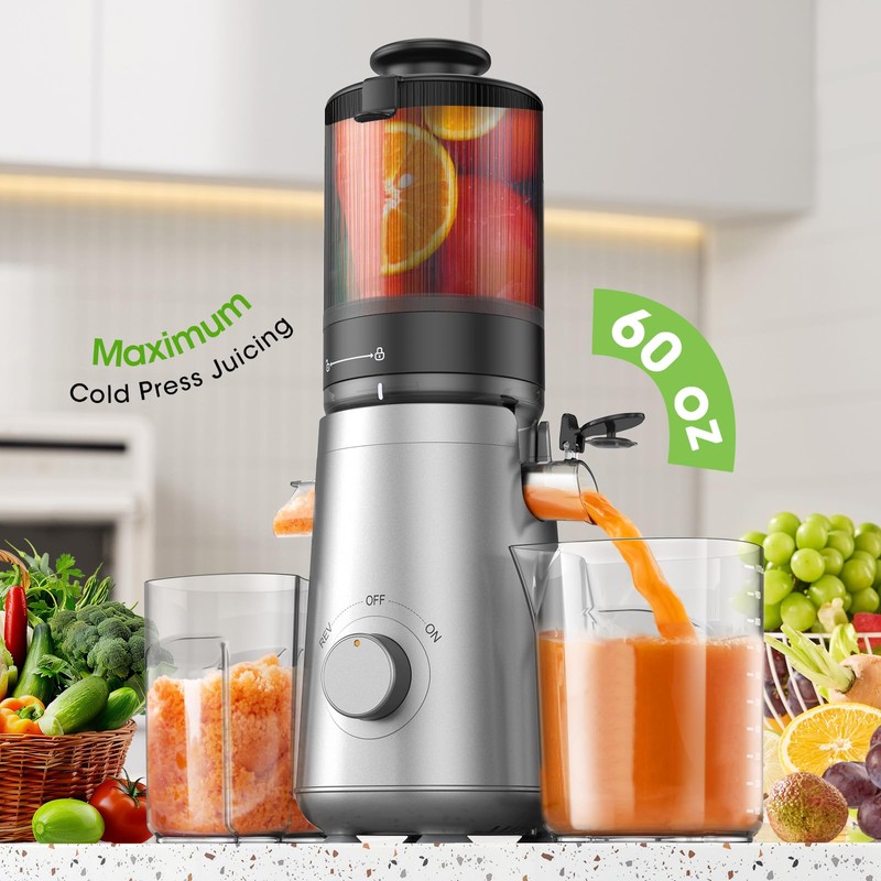 Juicer Machines, 5.8" Wide Feed Chute Cold Press Juicer for
