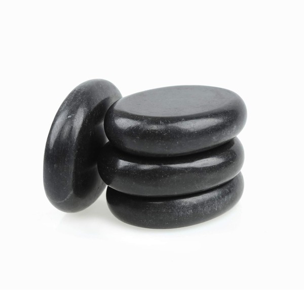 Windfulogo 4 x Hot Massage Stones Massage Stones Set Natural Basalt Heated Warmer Stone for Spa Massage 6 x 8 cm (2.36 x 3.14 Inches)