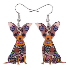 Bonsny Acrylic Drop Chihuahuas Dog Pets Earrings Funny Design Lovely Gift For Girl Women Fashion Jewelry (Brown)