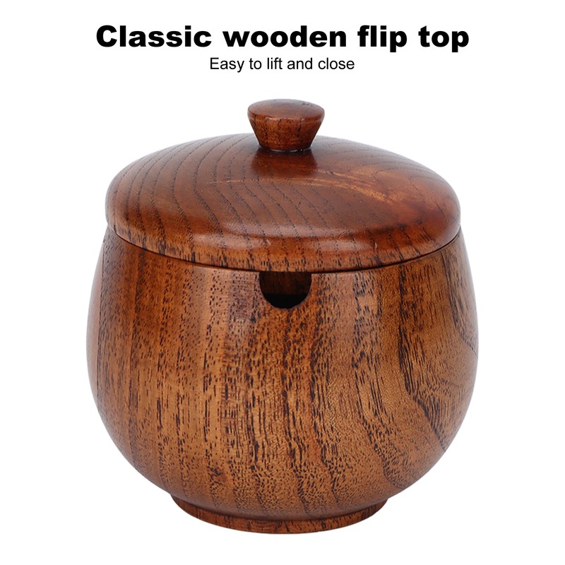 Sour Jujube Wood Condiment Jar Japanese Safe Dustproof Classic Flip