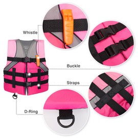 Leader Accessories Youth USCG Approved Life Jacket Vest Boating Vest (Pink)
