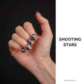 NAILOG Semi Cured Gel Nail Stickers (34 Pieces), Nail Seal Curing Type, Long Lasting, Salon Quality, Nail Sticker, Nail Kit, Beautiful Glossy, Cute, Art Design, Starry Sky | Shooting Stars