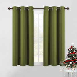 NICETOWN Living Room Window Curtain Panels, Thermal Insulated Solid Grommet Blackout Draperies/Drapes (One Pair, 42 by 54-Inch, Olive Green)
