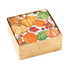 Caspari Pumpkin Field Boxed Paper Cocktail Napkins in White - 40 Per Box