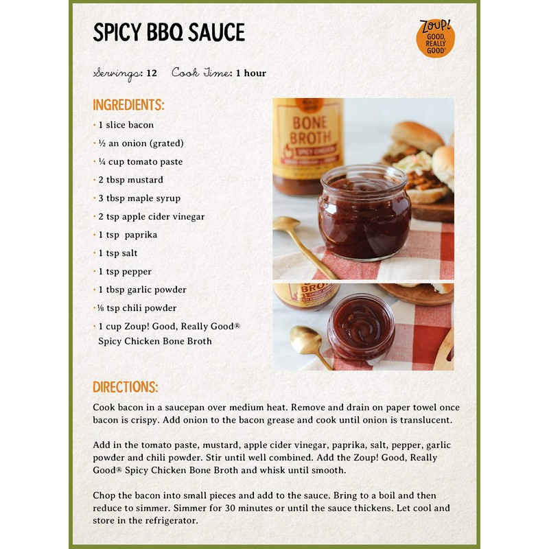 Spicy Chicken Bone Broth by Zoup! Keto-Friendly, Gluten Free, Non-GMO