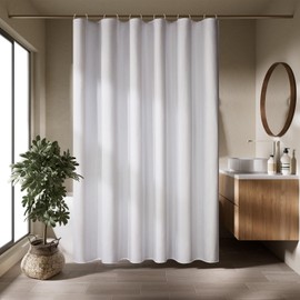 Yuanice Linen White Boho Shower Curtain 72x72 Waterproof Bathroom Curtain,Adjustable Height Bath Curtain with Weighte Hem,Natural Cloth Fabric Washable Shower Curtains for Home and Hotel.