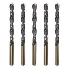 QUARKZMAN 5 Pieces 17/64" Black Nitride Gold Titanium Coated High Speed Steel (HSS) Twist Drill Bits 4341 Twist Drill Bits for Stainless Steel Alloy Metal
