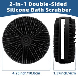 Silicone Body Scrubber, 2pcs Dual-Sided Silicone Loofah 2-in-1 Silicones Shower Scrubbers Exfoliating Body Scrubber for Women Men Soft Silicones Bath Shower Brush for All Skin Lather Well(Black&Green)
