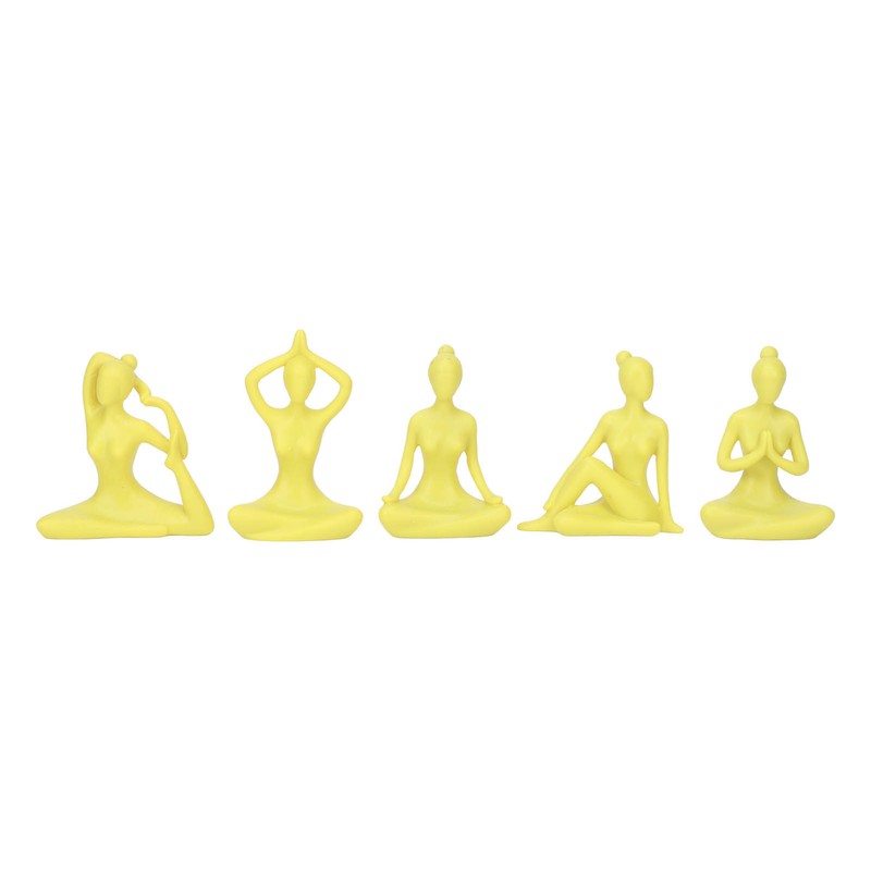 5 Pcs Yoga Statue Simple Style Yellow Attractive Decorative Durable