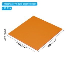 PATIKIL 100x100x6mm Phenolic Plastic Board, 10 Pcs Resin Laminated Sheet Plate Board PCB for Electrical Electronic Fixtures DIY and Crafts, Orange Red