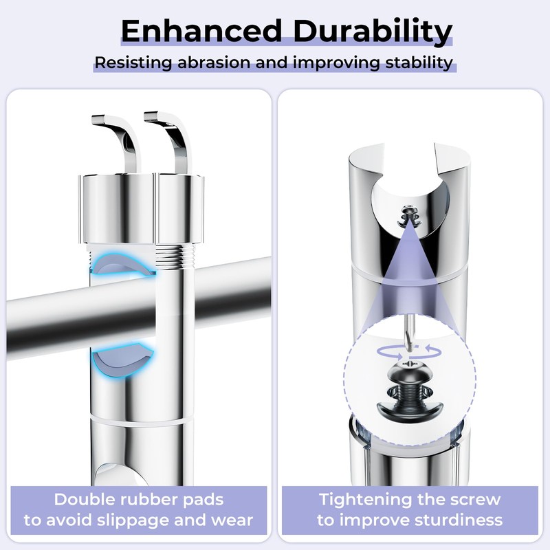Alyvisun Adjustable Hand Shower Holder with 2 Hooks, Universal Shower