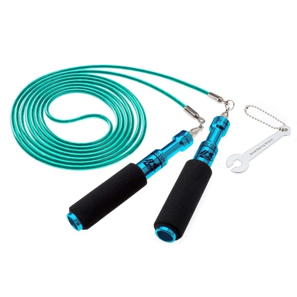 Buddy Lee Aero Speed Jump Rope with Green Hornet Cable (Blue, 9’ (Users up to 6’2”))
