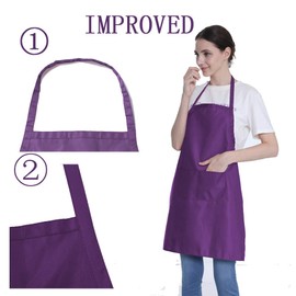 LOYHUANG Bib Apron Adult with 2 Pockets for Women Men Chef Cooking Baking Kitchen Grilling Painting Crafting Restaurant Waitress Waiter with 16 PCS Apron (16, Black Combination)