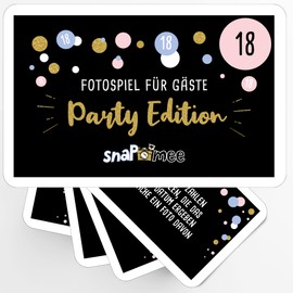 Fotospiel snaPmee 18th Birthday - 50 Photo Tasks as Party Game for Guests - Gift Idea Girls & Boys - Guest Book Supplement