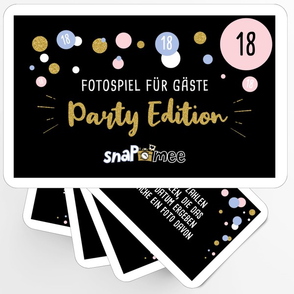Fotospiel snaPmee 18th Birthday - 50 Photo Tasks as Party Game for Guests - Gift Idea Girls & Boys - Guest Book Supplement