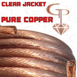 GP Car Audio 10 ft TRUE AWG 1/0 Gauge OFC COPPER Power Wire CLEAR Ground Cable GP Car Audio