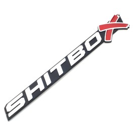 1Pcs SHITBOX Truck Exterior Emblems 3D Badge Sticker Decal Compatible with Universal Cars (Chrome Red)