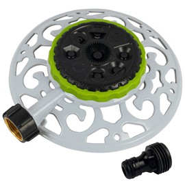 Hourleey Adjustable Turret Metal Sprinkler, 8 Mode Fixed Lawn Sprinkler for Yard with Hose Quick Connect Product Adapter for Garden Watering Irrigation