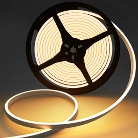 Lucienstar Warm White Led Strip Lights, 16.4ft Neon Light Strip, 12V Flex Waterproof Neon LED Strip Silicone LED Neon Rope Light for Kitchen Bedroom Indoor Outdoor Decor (Power Adapter not Included)