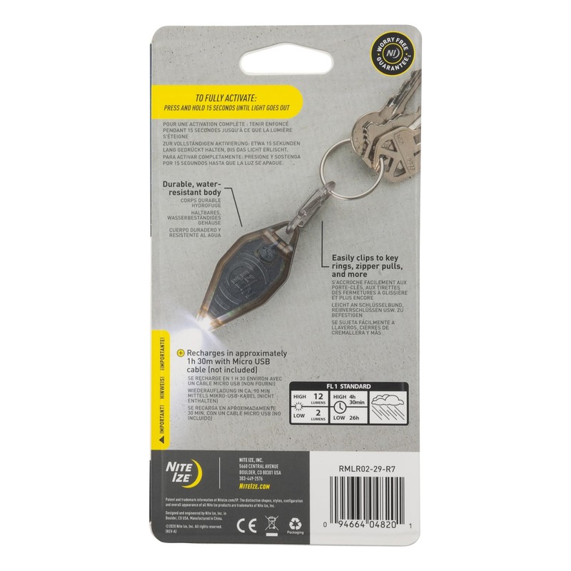 Nite Ize Radiant Rechargeable Microlight - Rechargeable Keychain Flashlight with