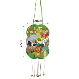 trookee Children's Birthday Piñata with Jungle Animals - Birthday Decoration - Large Piñata with Jungle Animals to Fill with Treats and Gifts for Boys and Girls - 46 x 30 cm