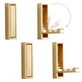 VOSEPO VOSEPO Folding Wall Hook, 4Pcs Foldable Coat Hooks Wall Mounted, Heavy Duty Wall Hooks Zinc Alloy No Rust Fold Up Hooks for Wall Hanging Coat, Towel, Key, Hat, Bag, Jacket, Backpack. (Gold)