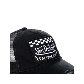 Von Dutch Men's Trucker Cap with Checkerboard Patch Black, Black, One size