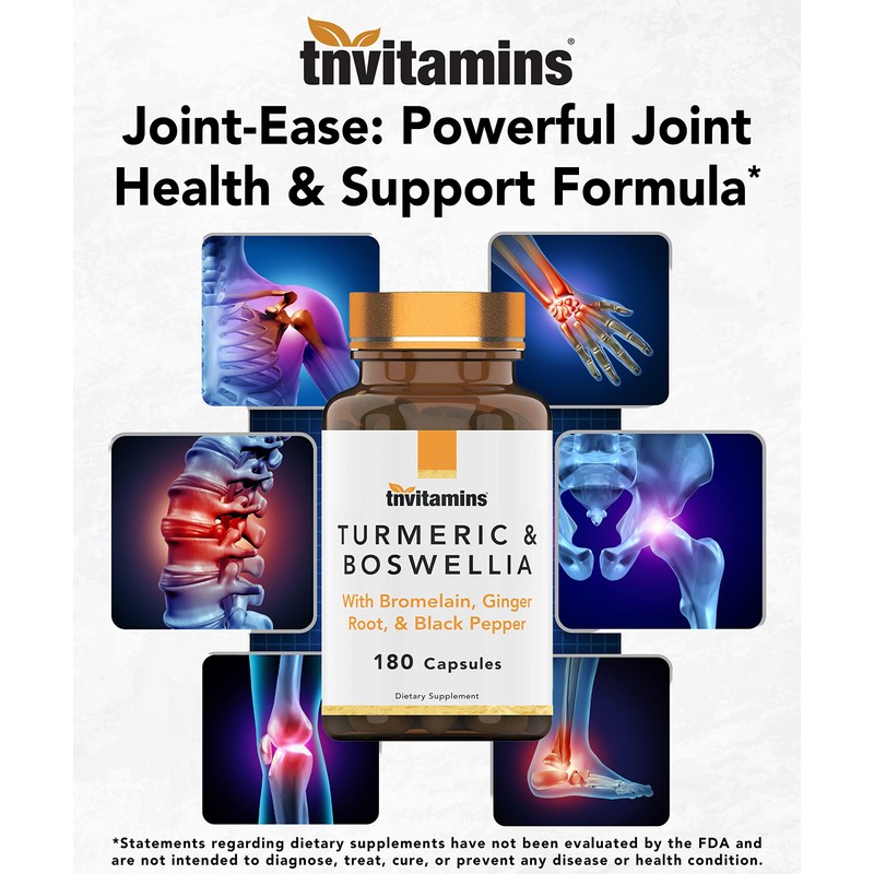 tnvitamins Turmeric & Boswellia Complex (180 Capsules) with Ginger Root,