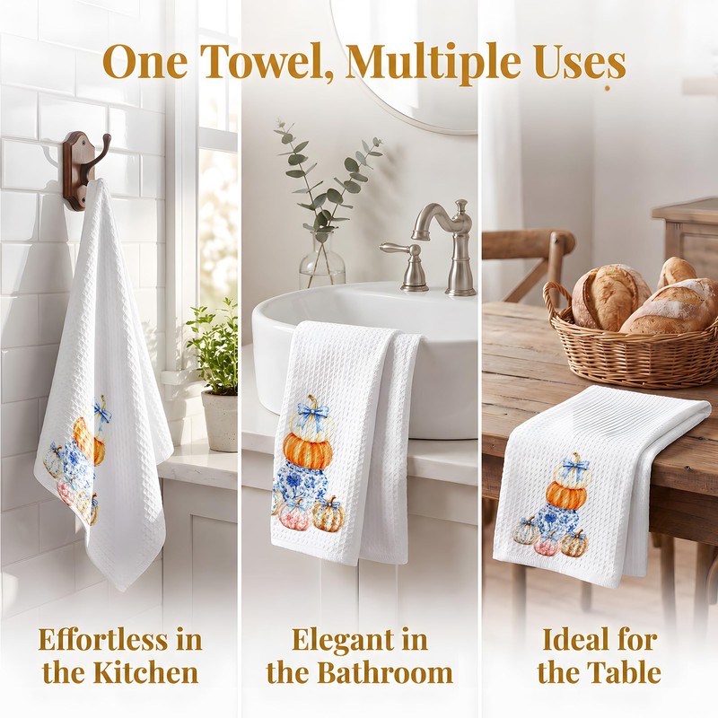Fall Kitchen Towels, Pumpkin Decorations for Bathroom Toilet-B13