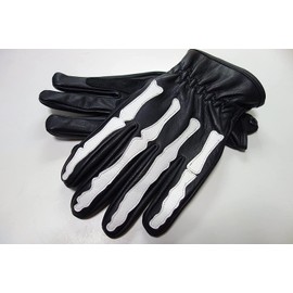 Motofield G-272 Bone Leather Gloves, Bone (Skull) Design (Smartphone Touch Equipment), 3 Season Gloves