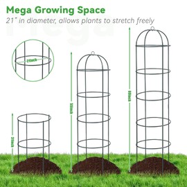 Large Trellis, Garden Obelisk Trellis for Climbing Plants Outdoor, 55” Metal Trellises for Tomato Cucumber Grape Clematis Rose Vine Support, Heavy Duty Cage Stand Fit 25-Gallon Container Raised Bed
