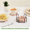 YEGAME Strawberry 6 Pcs Cotton Woven Coasters with Holder, Absorbent